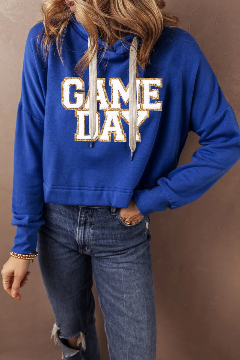 GAME DAY Drawstring Long Sleeve Hoodie - CELIVINE