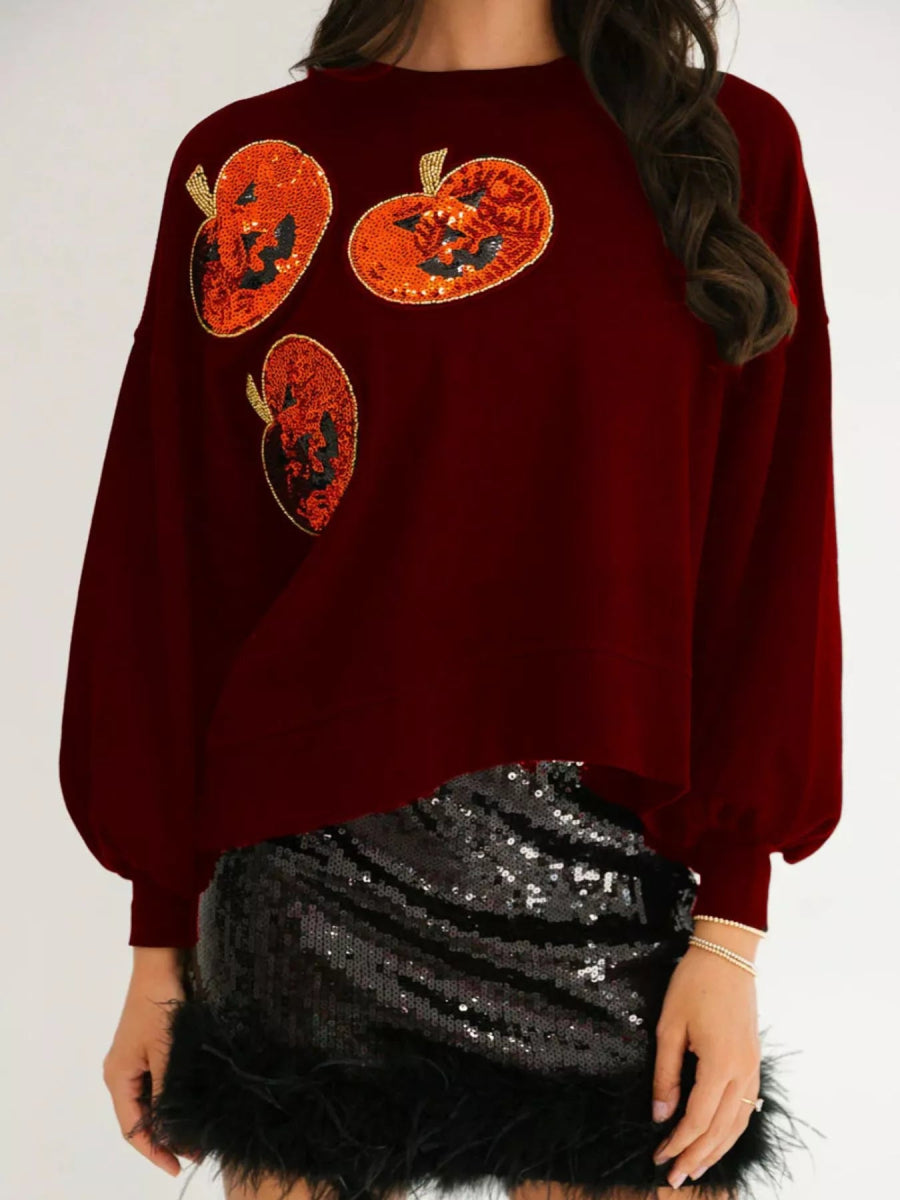 Halloween Pumpkin Round Neck Sweatshirt - CELIVINE