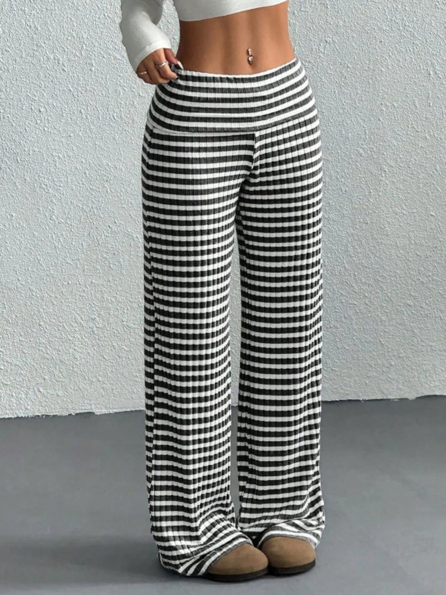 Striped Wide Leg Pants - CELIVINE