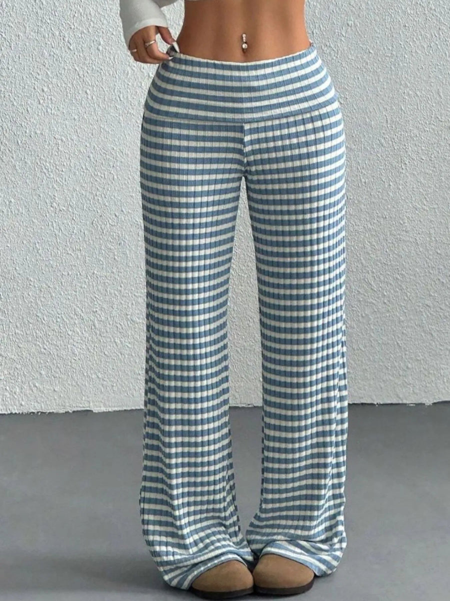 Striped Wide Leg Pants - CELIVINE