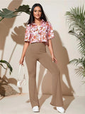Full Size High - Waist Flare Active Pants Plus Size - CELIVINE