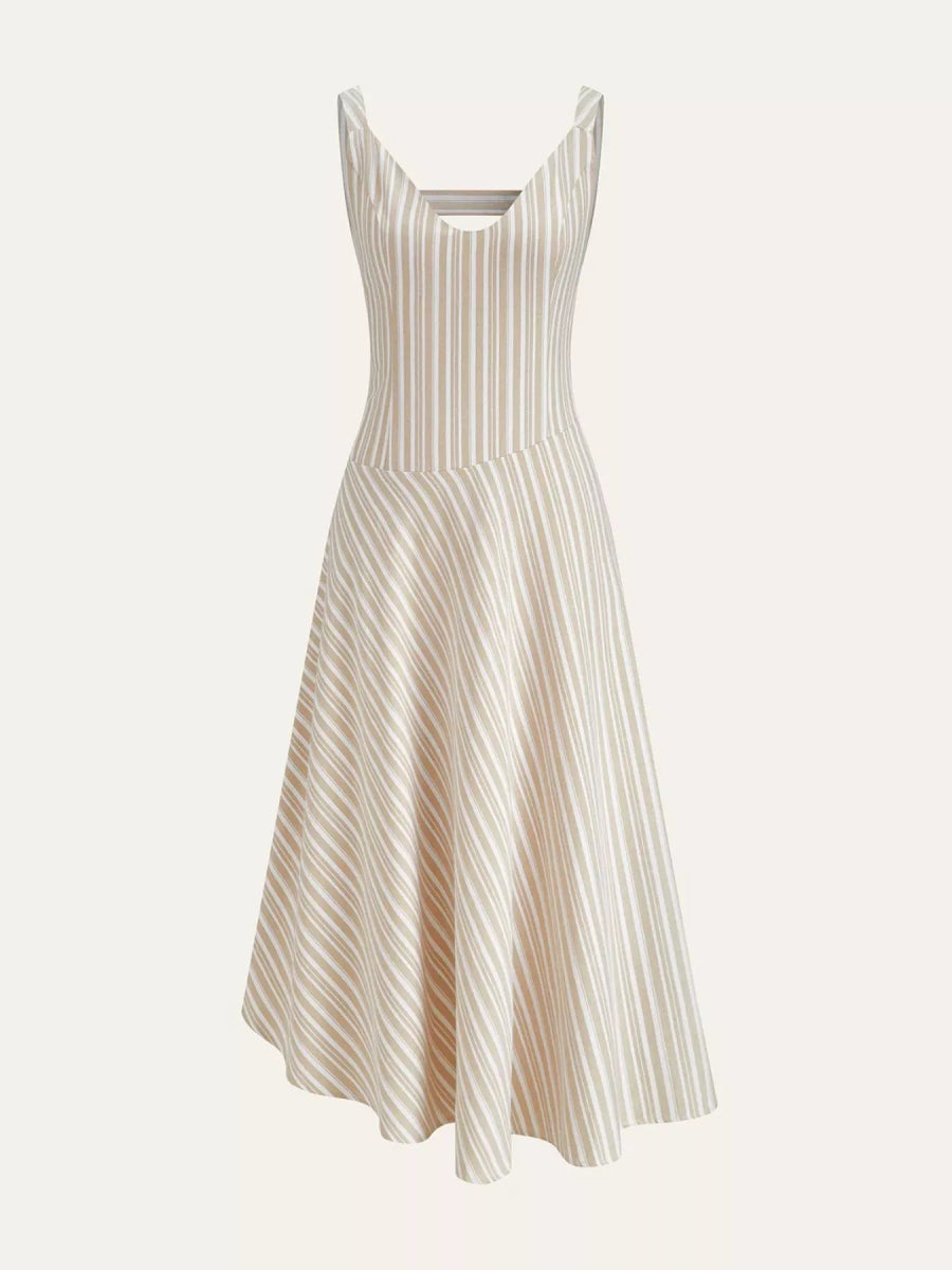 Full Size Striped Sleeveless Midi Dress Plus Size - CELIVINE