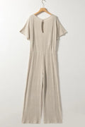 Ribbed Knit Wide Leg Jumpsuit - CELIVINE
