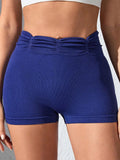 Ruched High Waist Active Shorts - CELIVINE