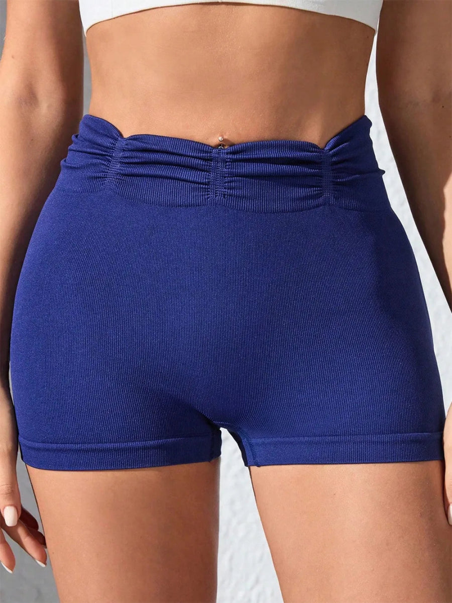 Ruched High Waist Active Shorts - CELIVINE