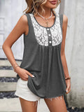Lace Panel Scoop Neck Tank - CELIVINE