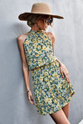 Floral Tied Sleeveless Mini Dress - CELIVINE
