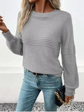 Round Neck Long Sleeve Sweater - CELIVINE