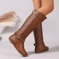 Round Toe Block Heels Boots - CELIVINE