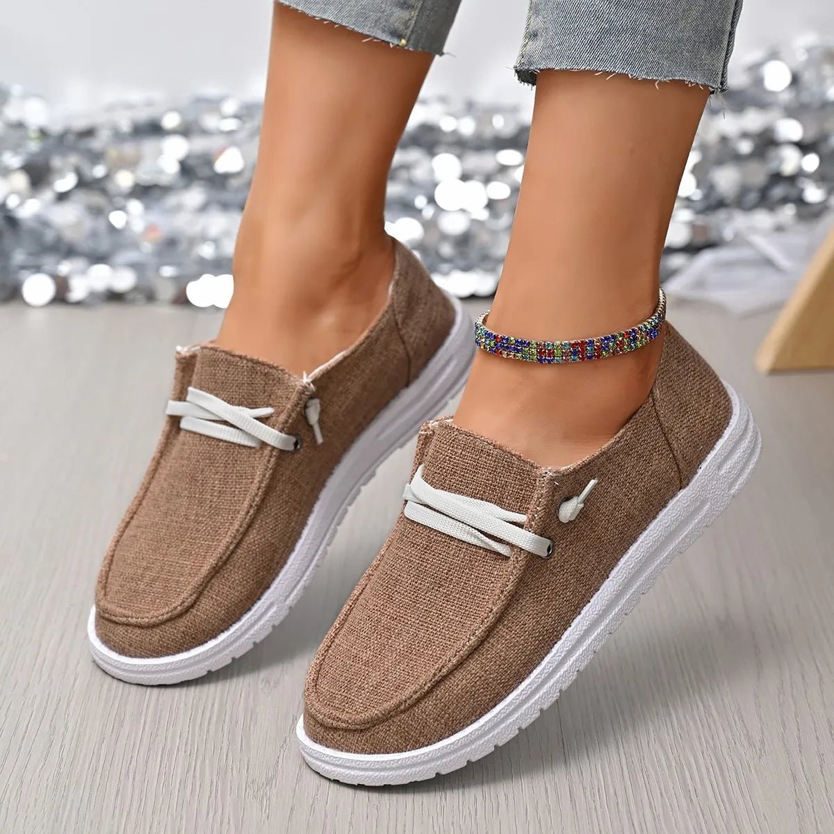 Round Toe Canvas Slip - Ons - CELIVINE