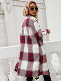 Plaid Longline Shirt Jacket - CELIVINE