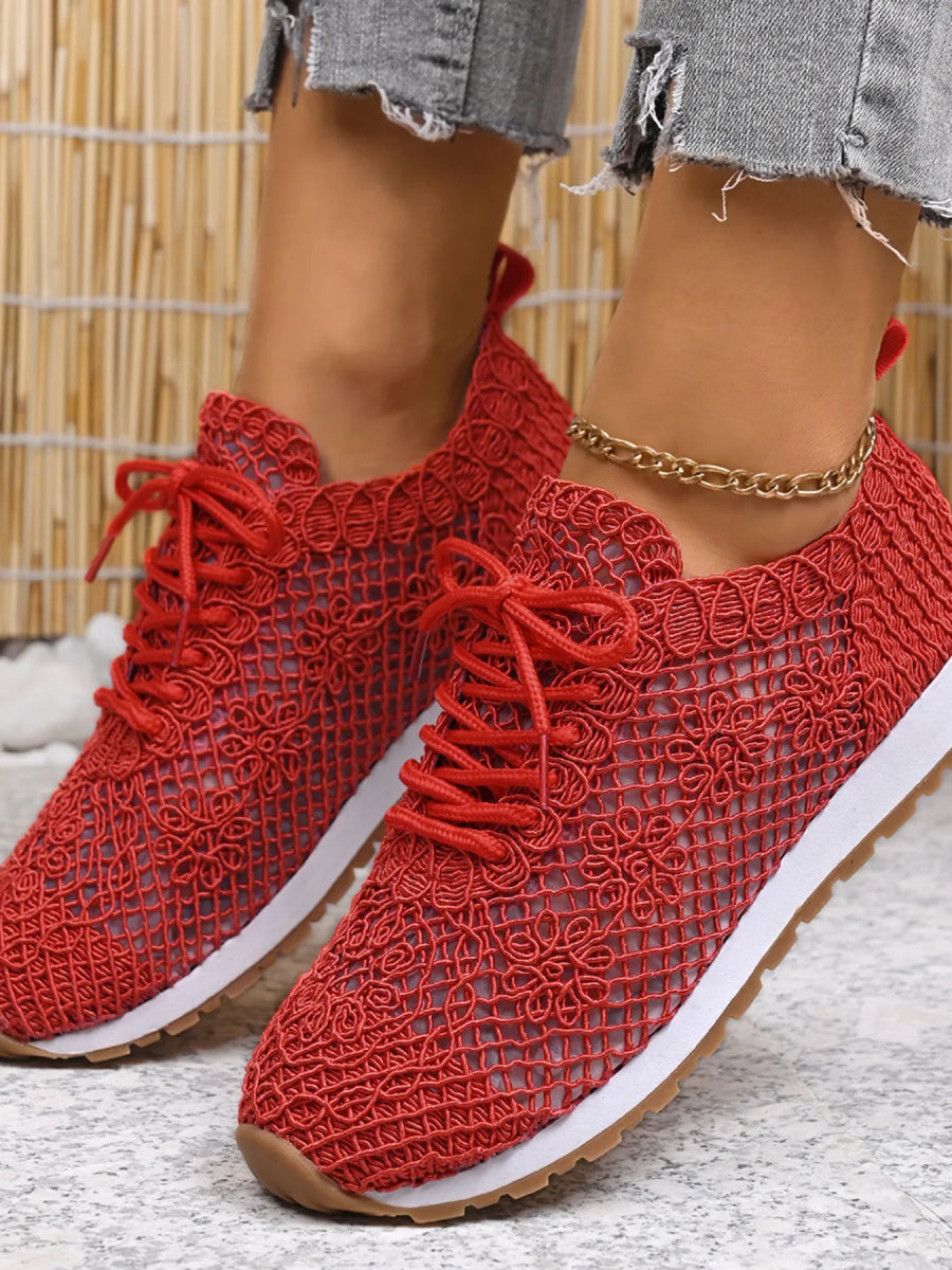 Breathable Mesh Lace - Up Sneakers - CELIVINE