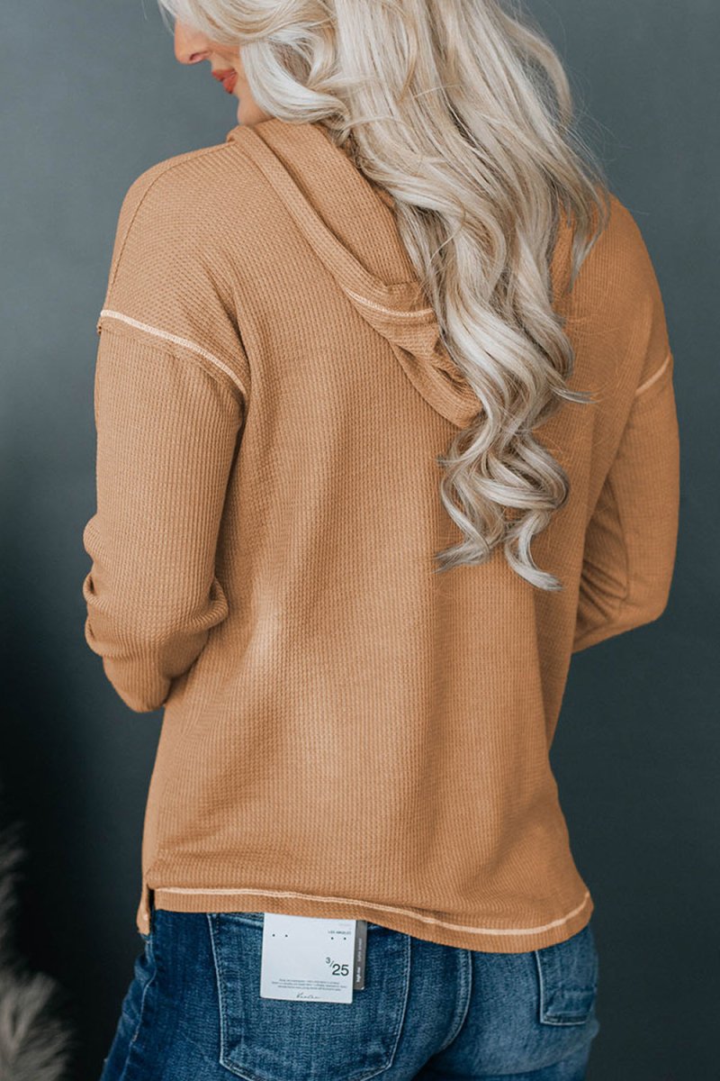 Dropped Shoulder Buttoned Hoodie - CELIVINE