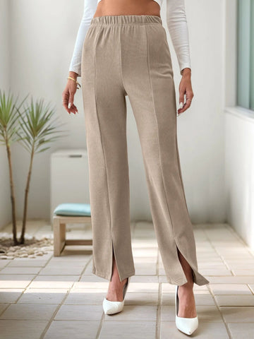 High - Waisted Slit Pants - CELIVINE