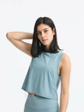 Round Neck Cropped Active Tank - CELIVINE