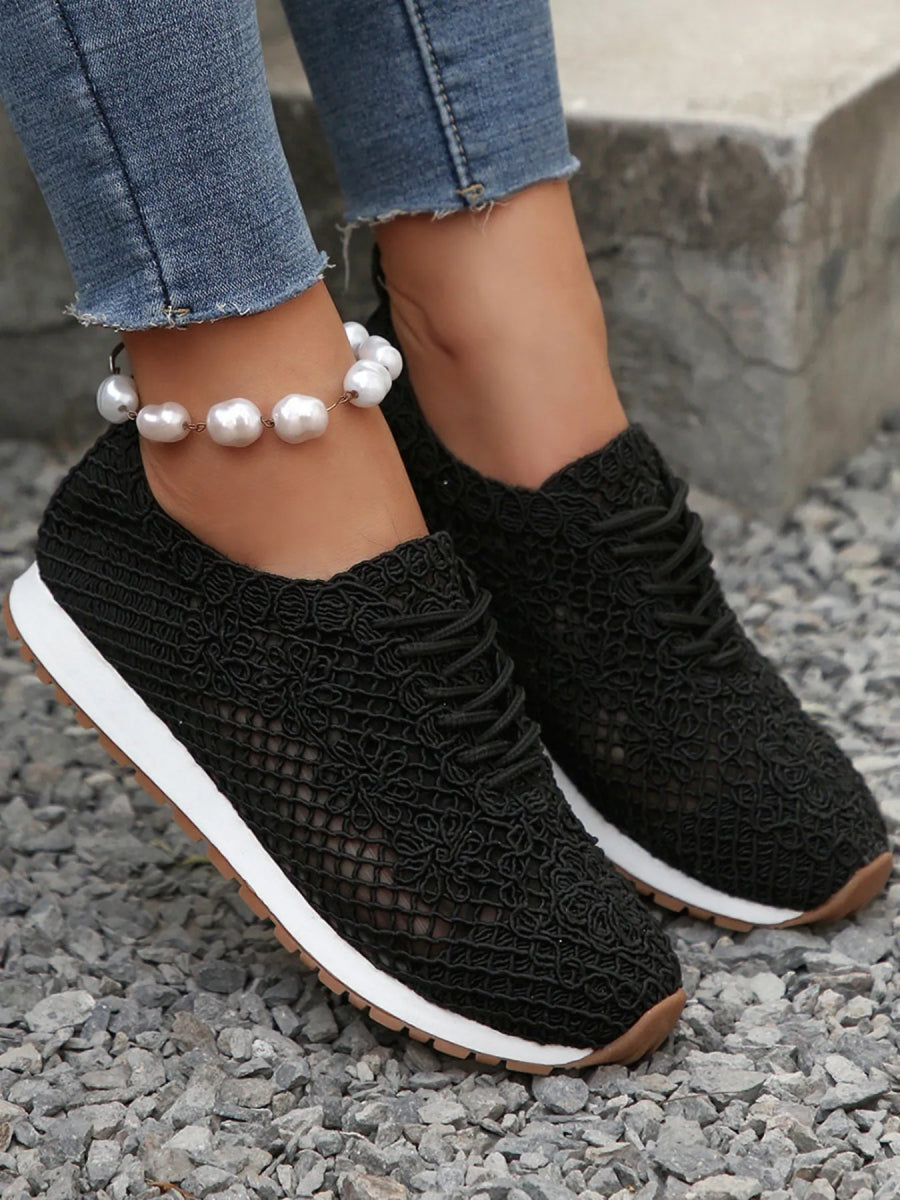 Breathable Mesh Lace - Up Sneakers - CELIVINE