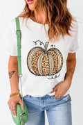Pumpkin Round Neck Short Sleeve T-Shirt - CELIVINE