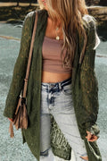 Openwork Open Front Long Sleeve Cardigan - CELIVINE