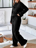 Collared Sweatshirt and High Waist Pants Active Set - CELIVINE