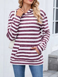 Striped Dropped Shoulder Hoodie - CELIVINE