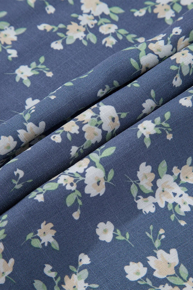 Floral Spaghetti Strap Frilled V Neck Tiered Midi Dress - CELIVINE