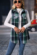 Plaid Button Up Vest Coat - CELIVINE