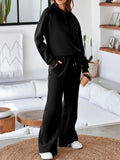 Collared Sweatshirt and High Waist Pants Active Set - CELIVINE