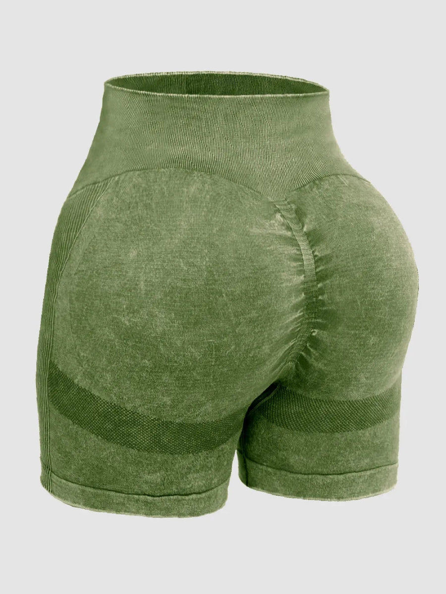 Washed High Waist Active Shorts - CELIVINE