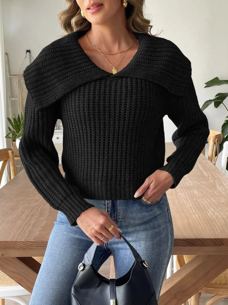 Cable - Knit Long Sleeve Sweater - CELIVINE
