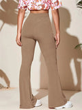 Full Size High - Waist Flare Active Pants Plus Size - CELIVINE