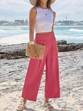 Wide Leg Smocked High Waist Pants - CELIVINE