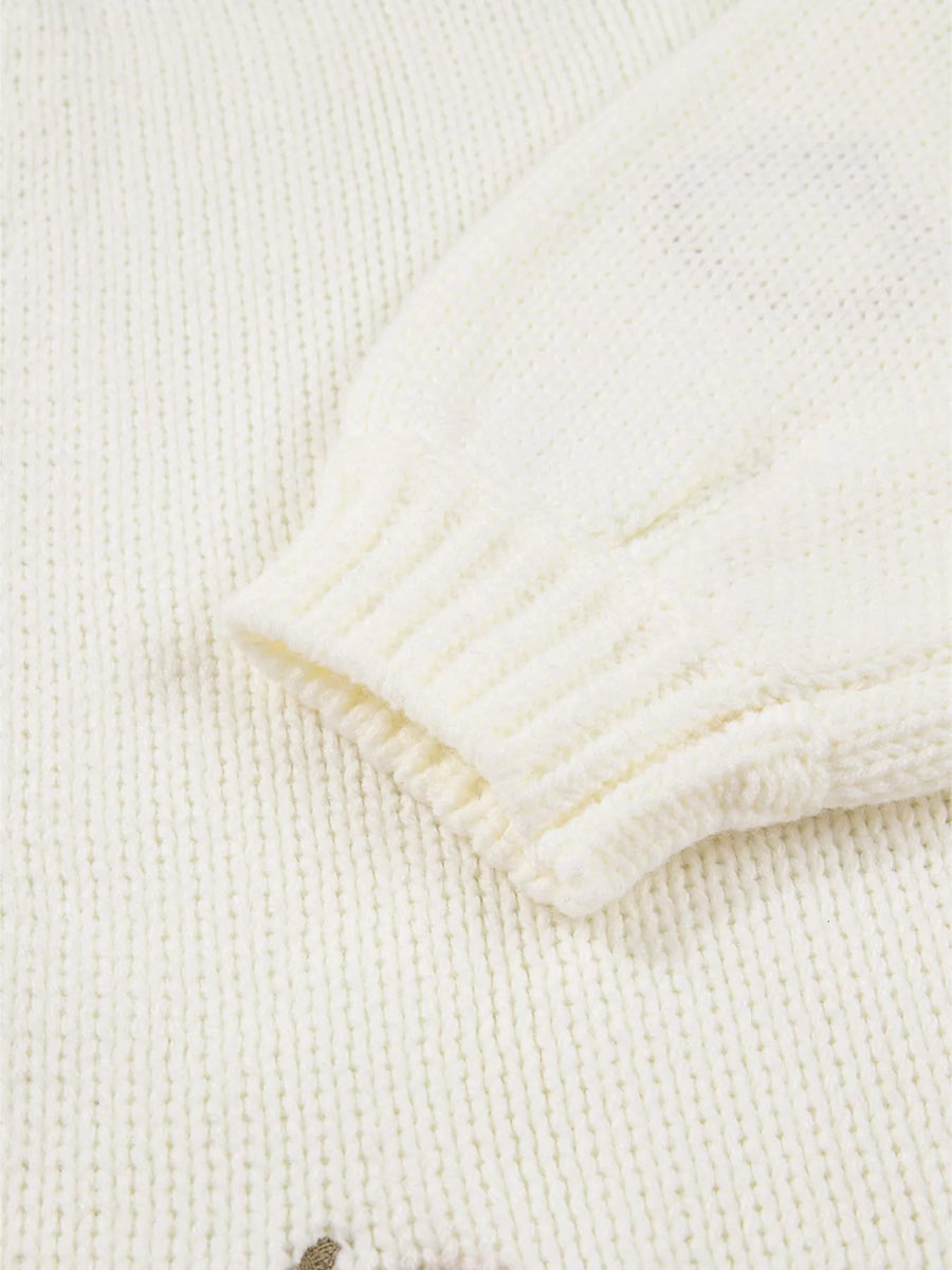 Halloween Pumpkin Embroidered Knit Cardigan - CELIVINE