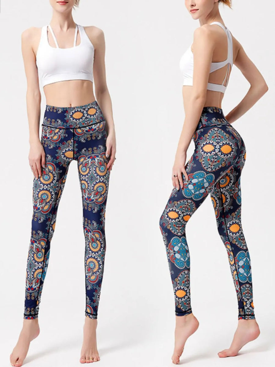 Graphic High Waist Active Leggings - CELIVINE