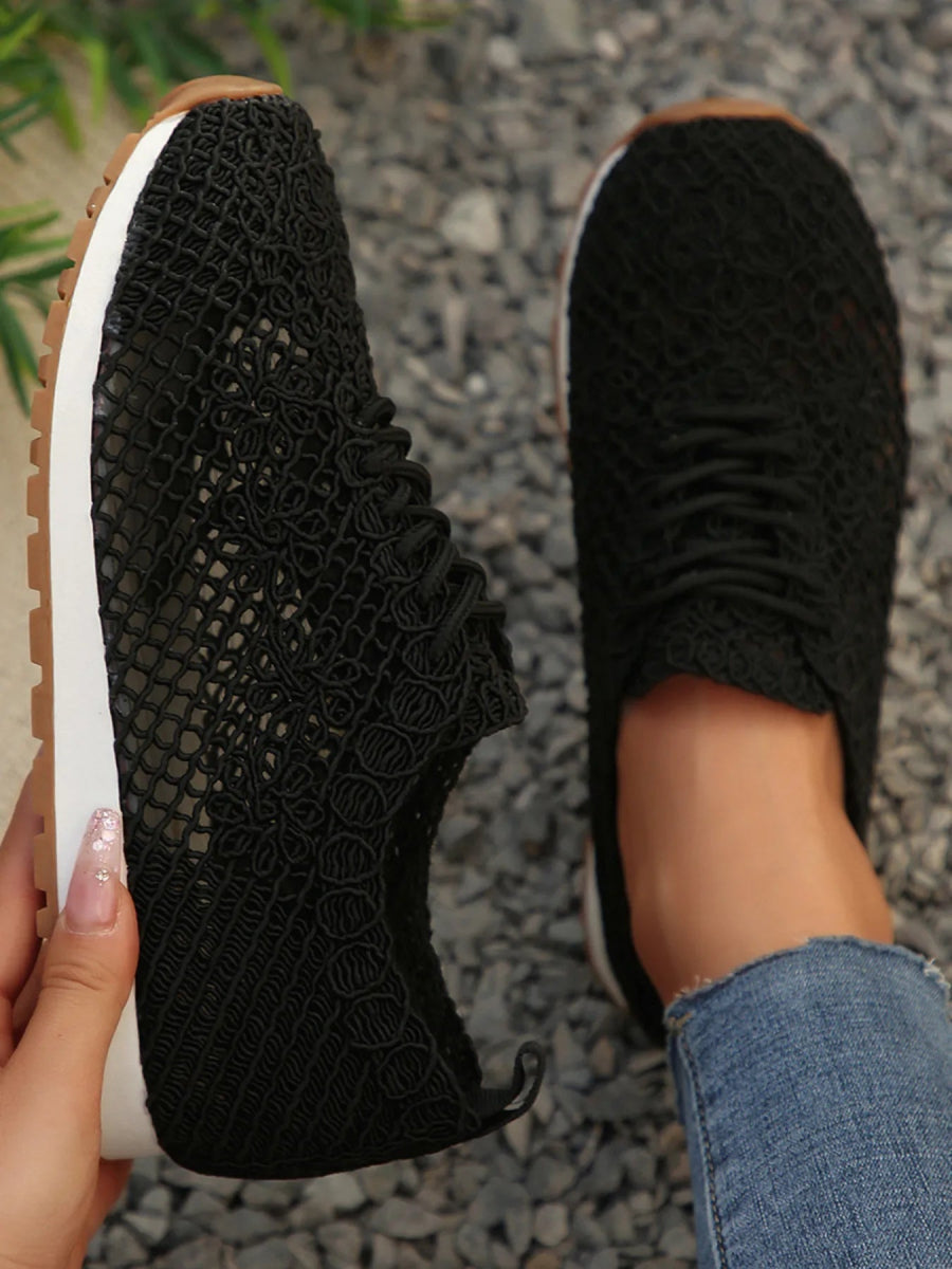 Breathable Mesh Lace - Up Sneakers - CELIVINE