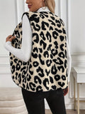 Leopard Sherpa Vest Coat - CELIVINE