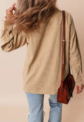 Frill Button Up Long Sleeve Shacket - CELIVINE