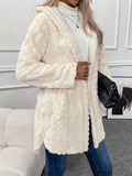 Fuzzy Button Down Hooded Coat - CELIVINE