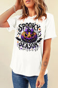 Full Size Jack - O' - Lantern Graphic Round Neck Short Sleeve T-Shirt - CELIVINE