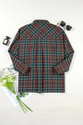 Plaid Button Up Long Sleeve Jacket - CELIVINE