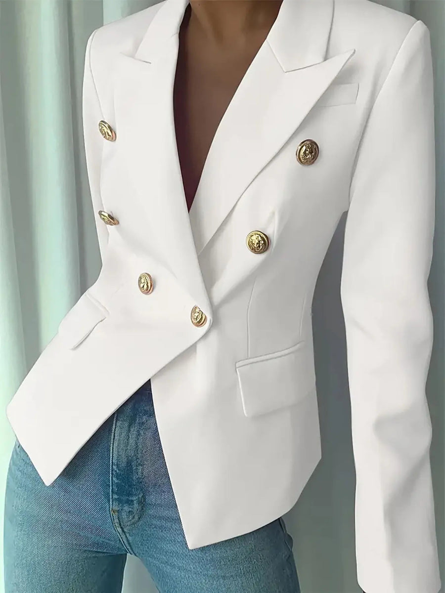 Decor Button Lapel Collar Blazer - CELIVINE