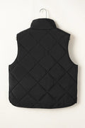 Snap Down Texture Vest Coat with Pockets - CELIVINE