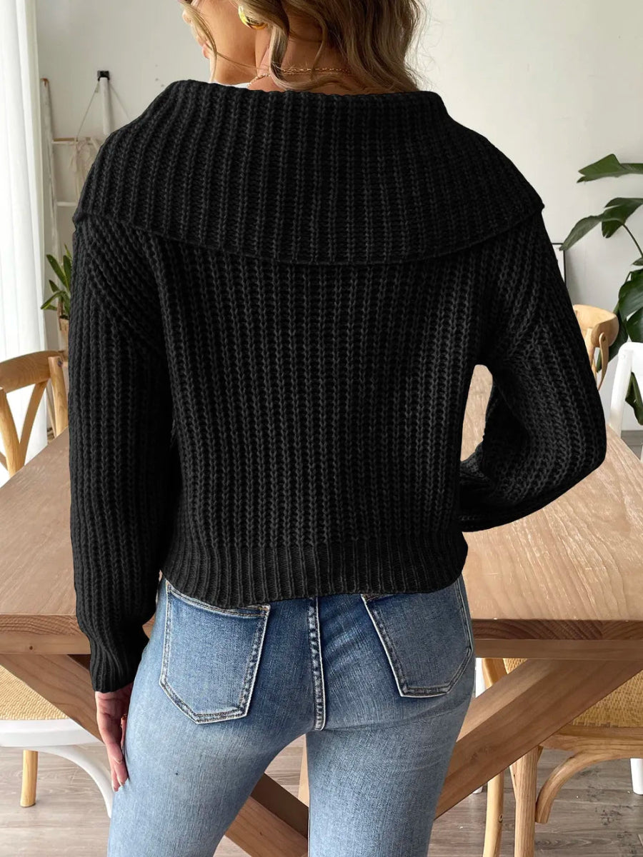 Cable - Knit Long Sleeve Sweater - CELIVINE
