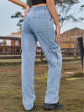 High Waist Cargo Jeans - CELIVINE
