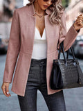 Open Front Long Sleeve Blazer - CELIVINE