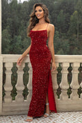 Sequin Backless Split Maxi Dress - CELIVINE