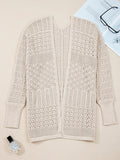 Hollowed Knit Open Front Cardigan - CELIVINE