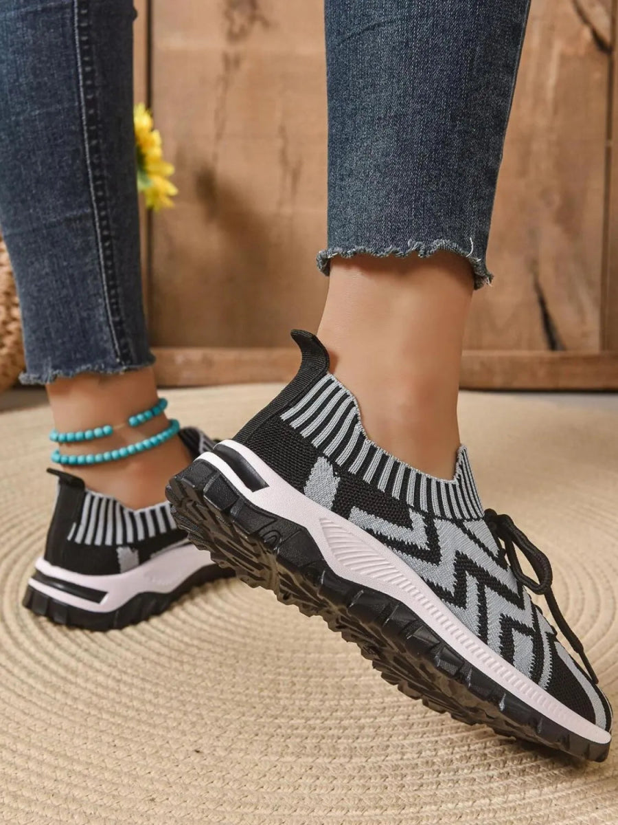 Mesh Knit Lace Up Athletic - CELIVINE