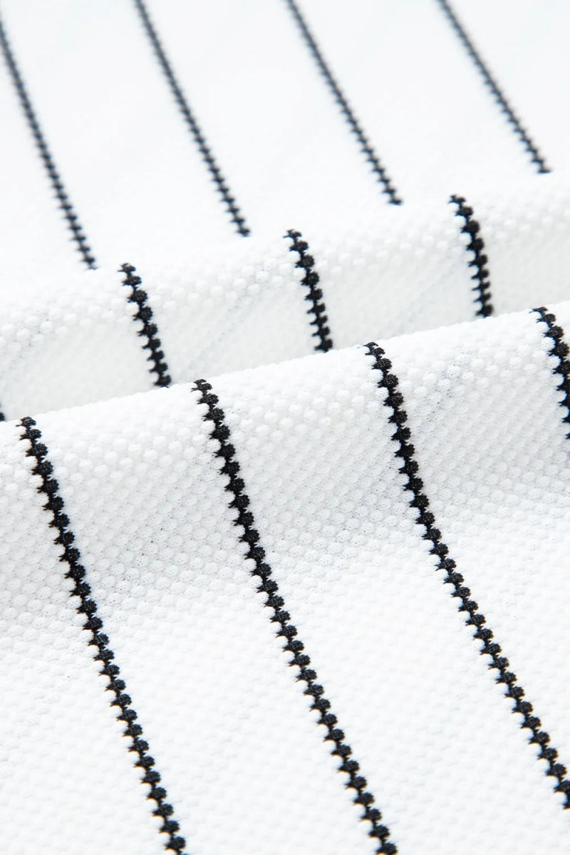 Striped V - Neck Long Sleeve Blouse - CELIVINE