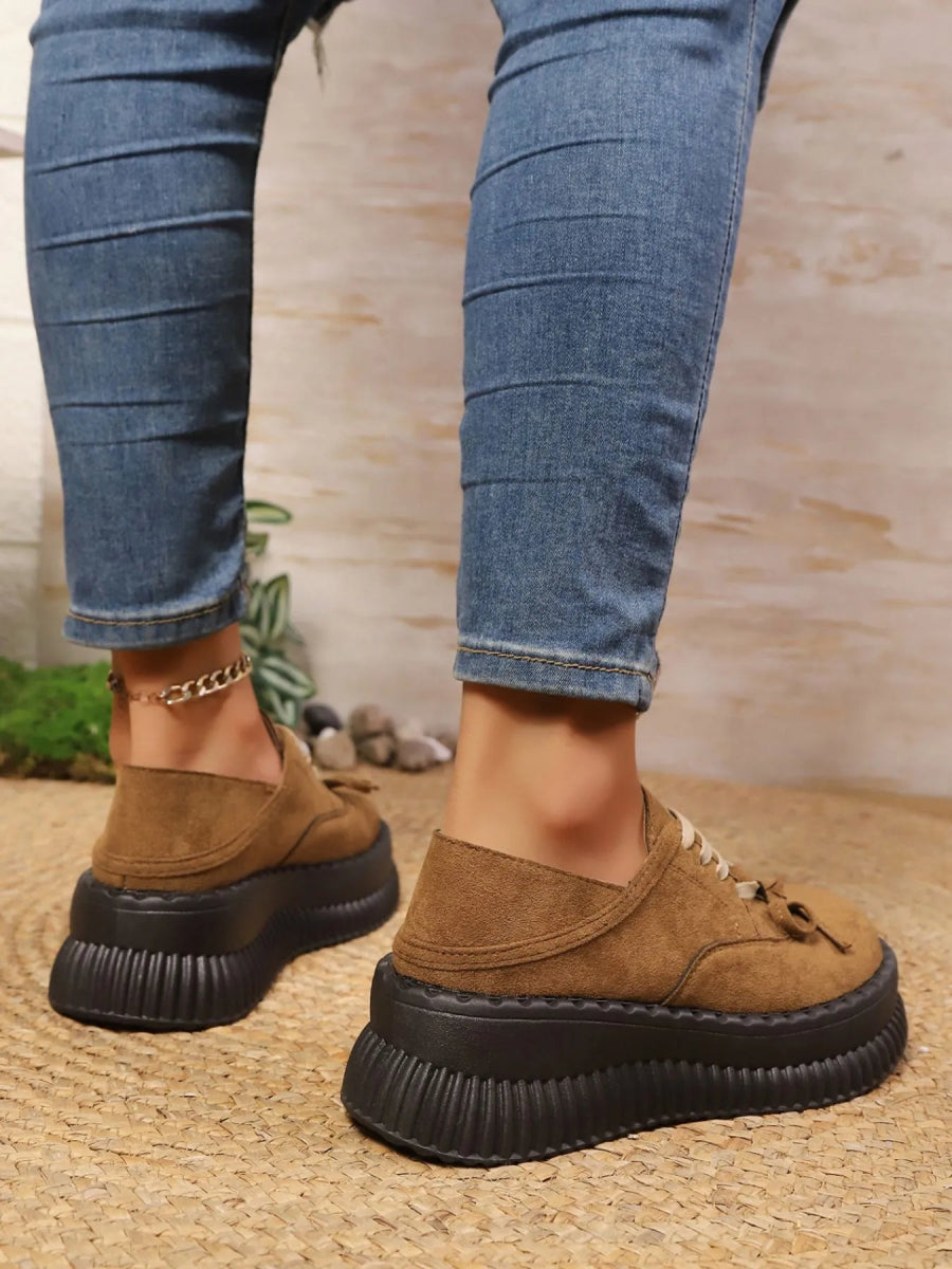 Lace Up Platform Loafers - CELIVINE