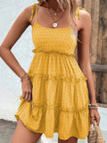 Frill Spaghetti Strap Tiered Dress - CELIVINE